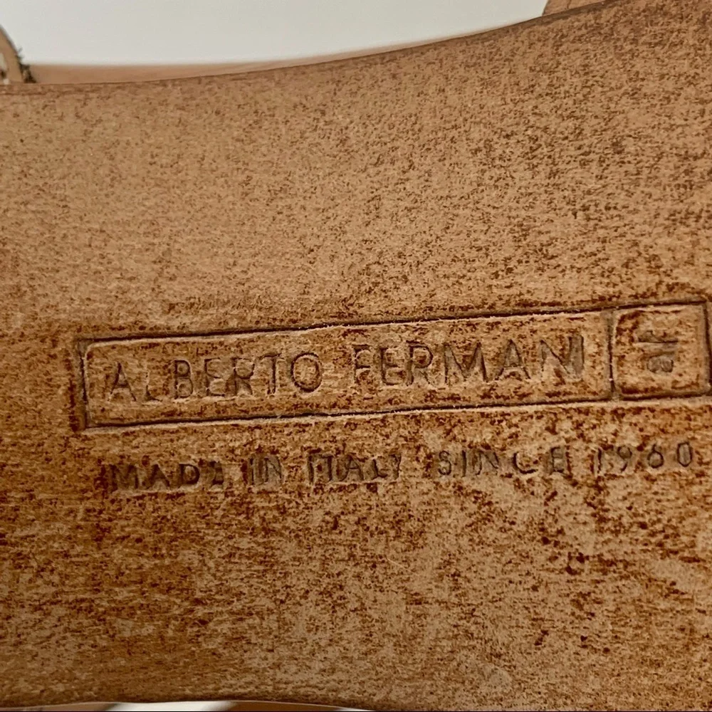New ALBERTO FERMANI Strappy Block Heel Sandals Leather Tan Made In Italy - Picture 14 of 16